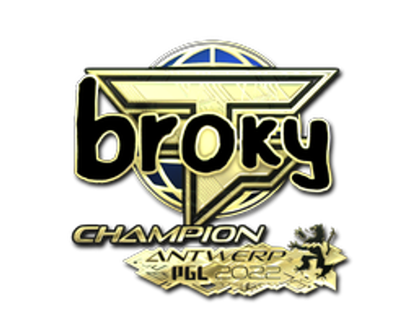Наклейка | broky (золотая, чемпион) | Антверпен-2022