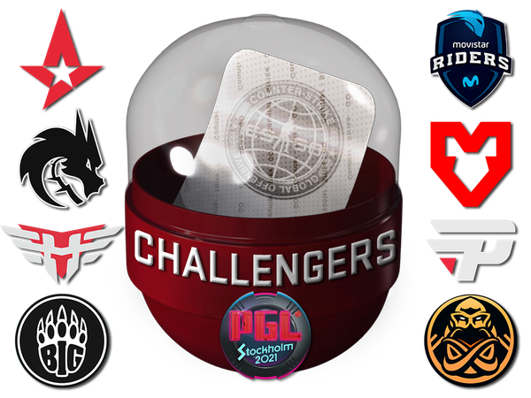 Капсула с наклейками претендентов PGL Major Stockholm 2021
